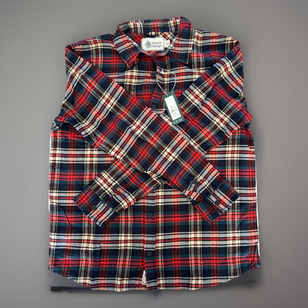 Alpine Design Men's Flannel, Large, Red/Green Nessie Plaid - Picture 1 of 3